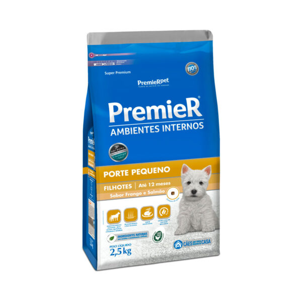 Ração Premier Ambientes Internos Cães Filhotes Raças Pequenas 2,5 Kg