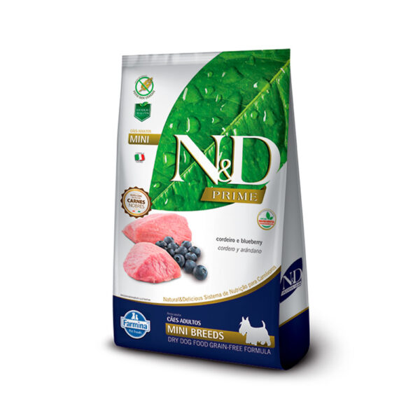 Ração N&d Prime Cães Adultos Mini Cordeiro E Blueberry 2,5 Kg