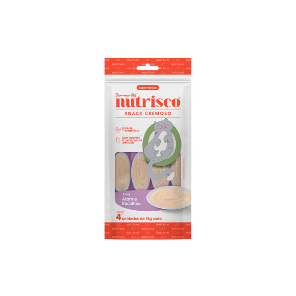 Snack Cremoso Nutrisco Sabor Atum E Bacalhau Para Gatos 56g