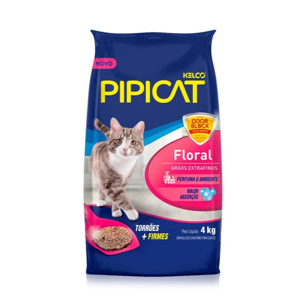 Areia Pipicat Perfumada Floral Para Gatos 4 Kg