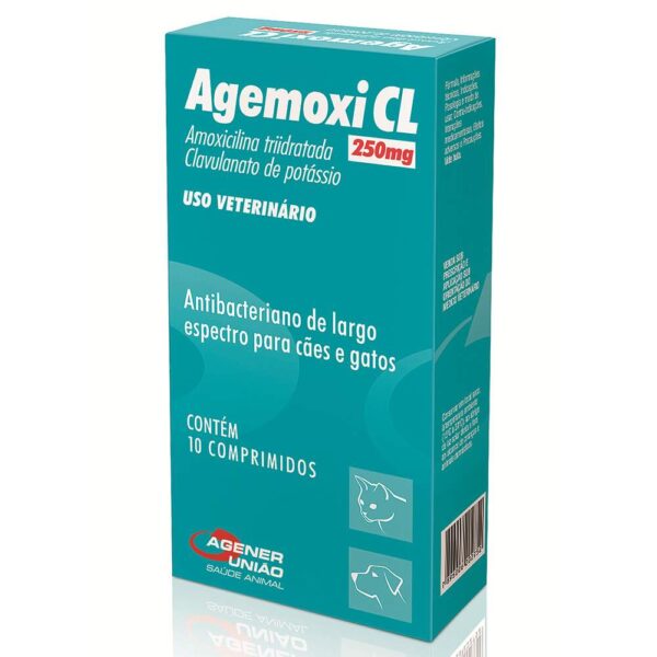Antibiótico Agemoxi Cl 250mg Cães E Gatos 10 Comprimidos