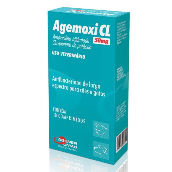 Antibiótico Agemoxi Cl 50 Mg Cães E Gatos 10 Comprimidos