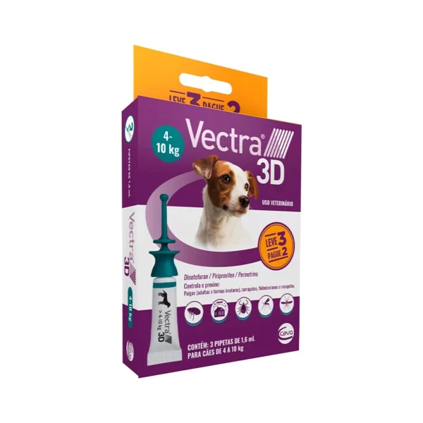 Antipulgas Vectra 3d Cães 4 A 10 Kg Ceva 1,6 Ml Leve 3 Pague 2 3 Pipetas