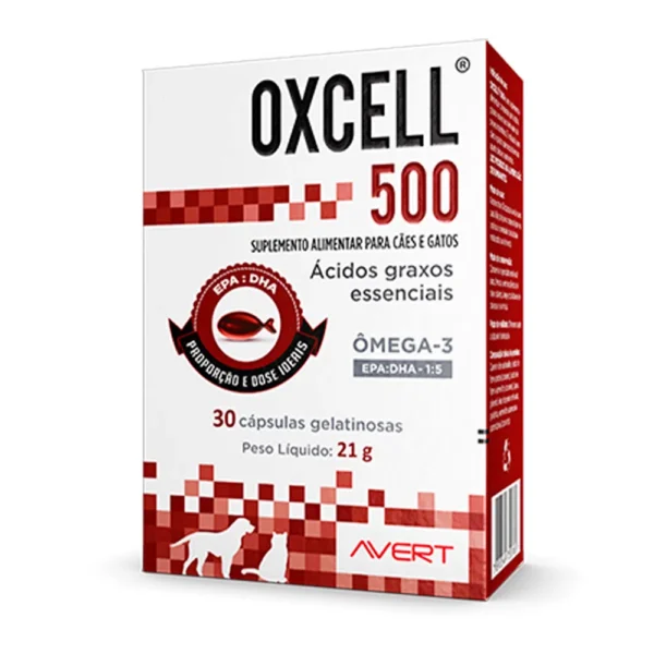 Oxcell 500mg Suplemento Alimentar Para Cães E Gatos 30 Cápsulas