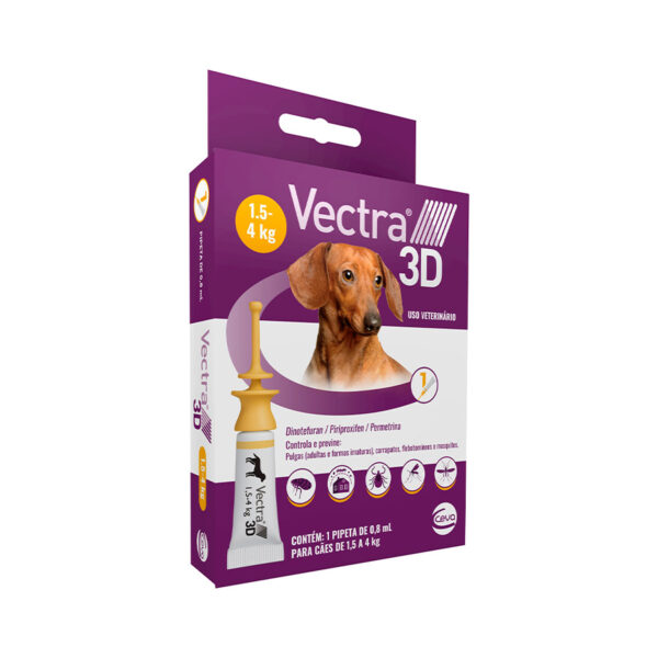 Antipulgas Vectra 3d Cães 1,5 A 4 Kg Ceva 0,8 Ml 1 Pipeta