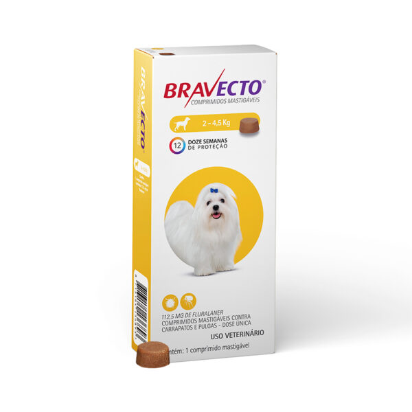 Antipulgas Bravecto 2 A 4,5 Kg Para Cães 112,5 Mg 1 Comprimido