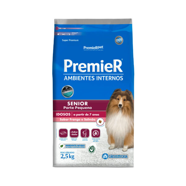 Ração Premier Ambientes Internos Cães Sênior Raças Pequenas 2,5 Kg